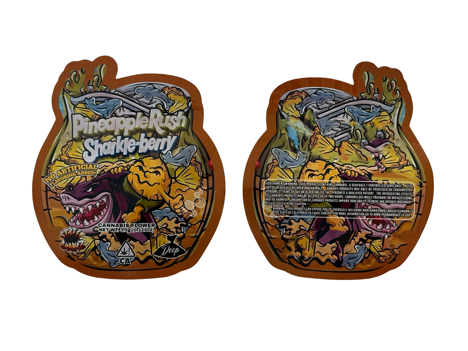 Pineapple Rush Sharkle-berry Mylar Bags 3.5g Deep in the Bag (Only $0.21 Each) — 3.5g pre‑printed mylar bag — overview (fron…