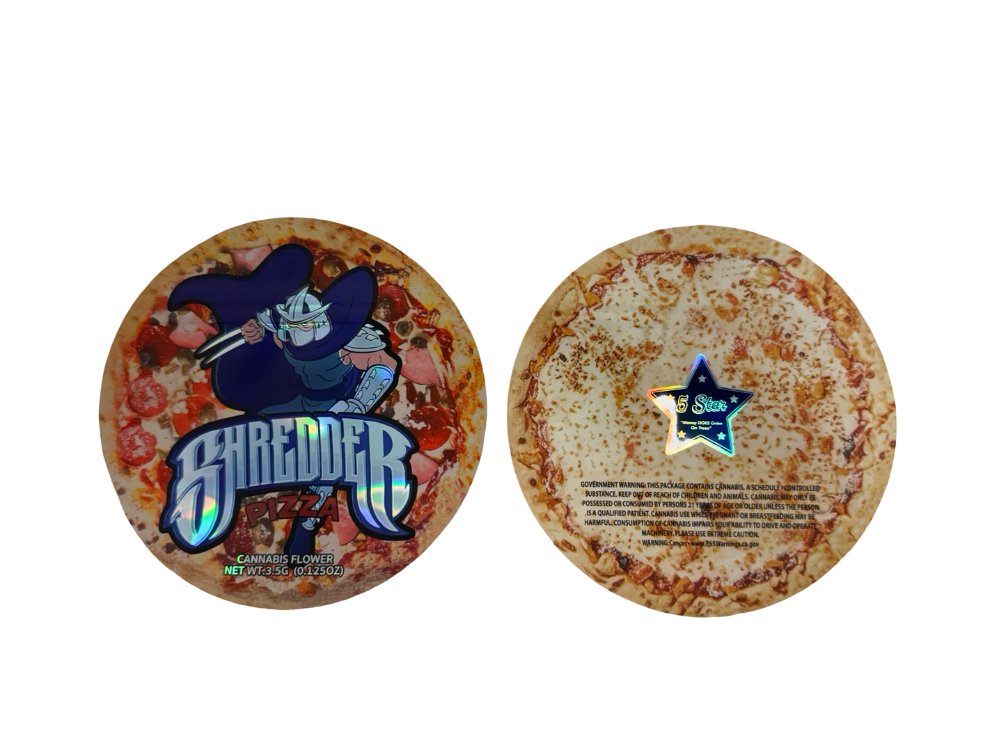Shredder Pizza 3.5g Mylar Bags 5 Star front and back