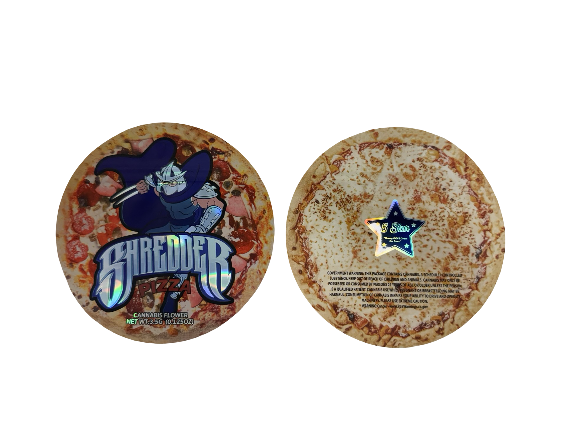 Shredder Pizza 3.5g Mylar Bags 5 Star front and back