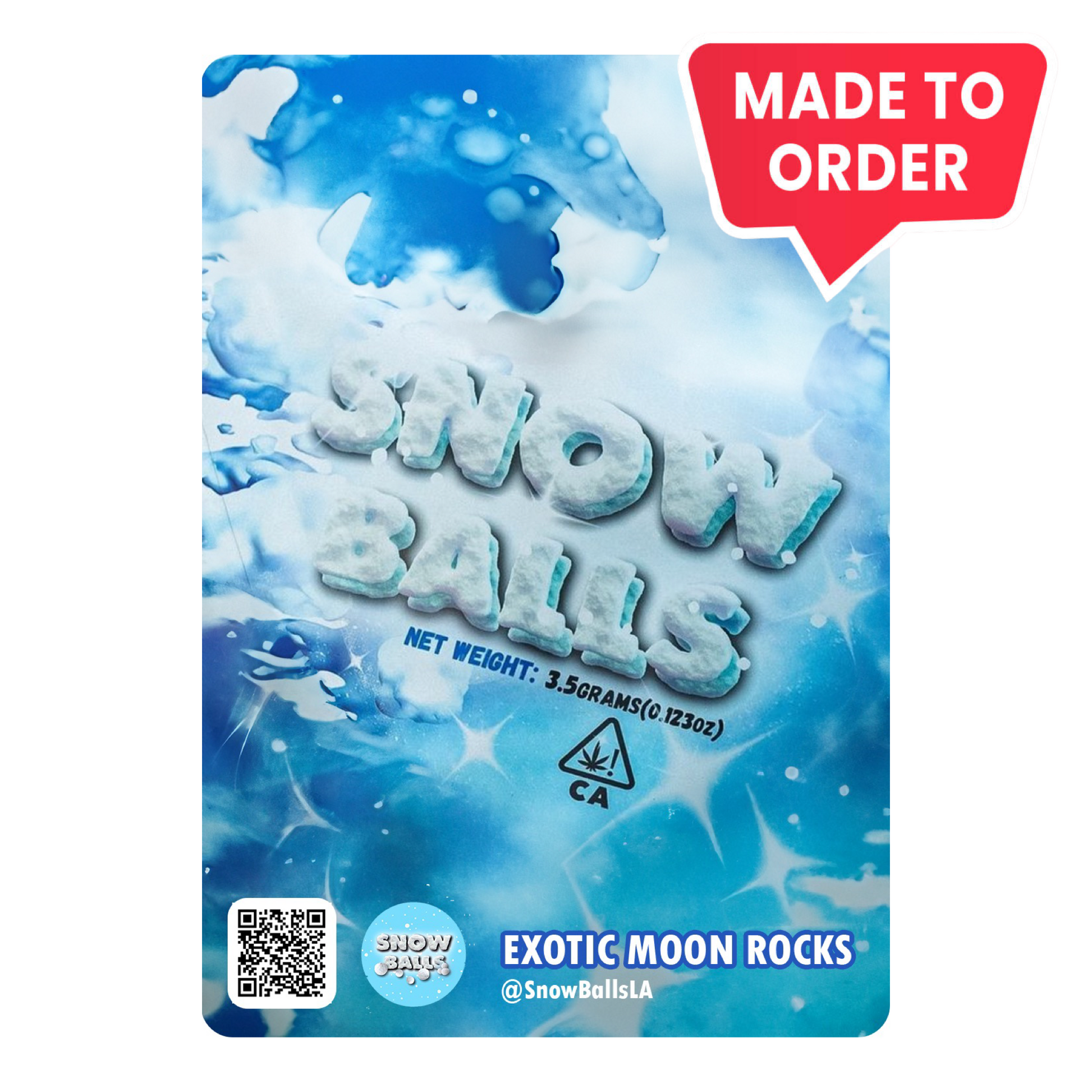 Snow Balls LA Mylar Sticker Bags w/ UID Labels