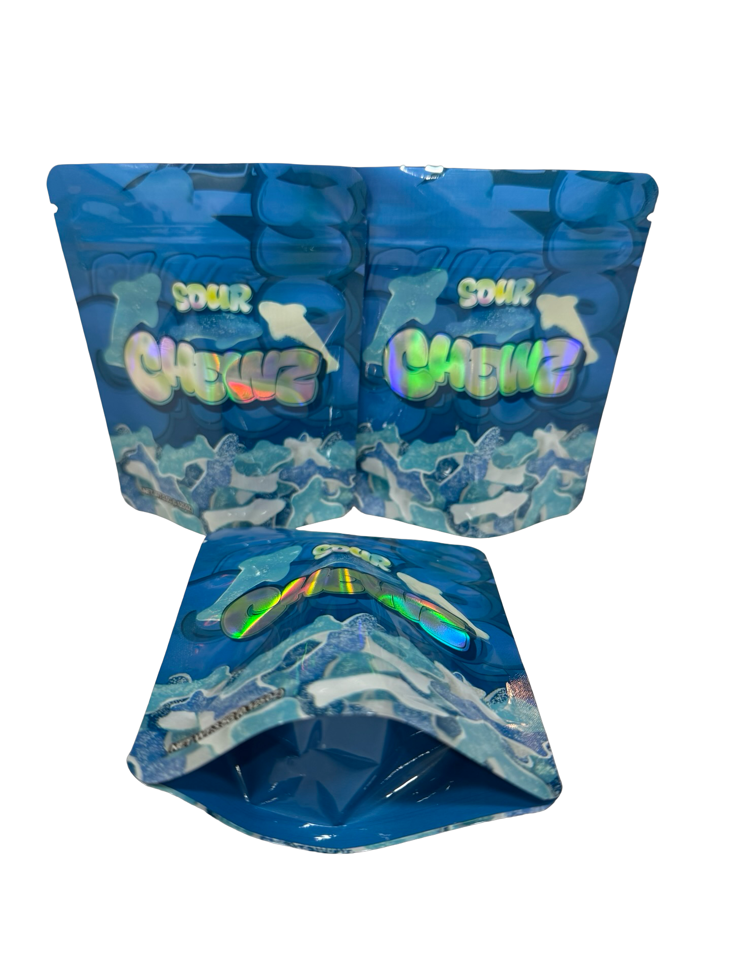 Sour Blue Sharks Mylar Bags 3.5g Chewz