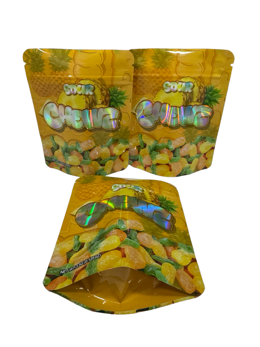 Sour Pineapple Mylar Bags 3.5g Chewz