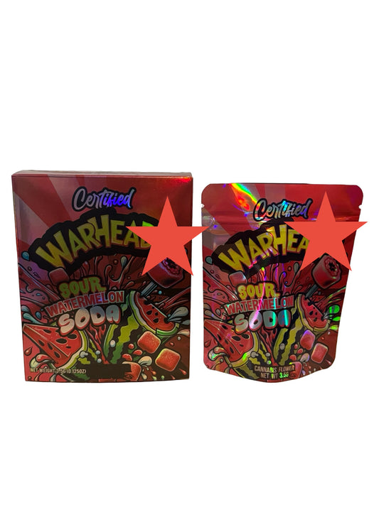Sour Watermelon Soda Warheadz 3.5g Mylar Bags & Boxes Certified