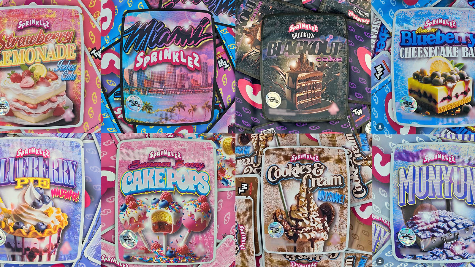 Sprinklez mylar bags 8 styles