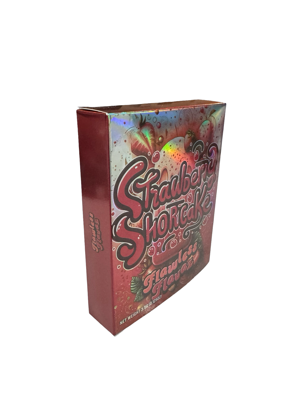 Flow Less Fire Strawberry Shortcake 3.5g Mylar Bags & Boxes | Flawless Flavaz – Fire Mylar