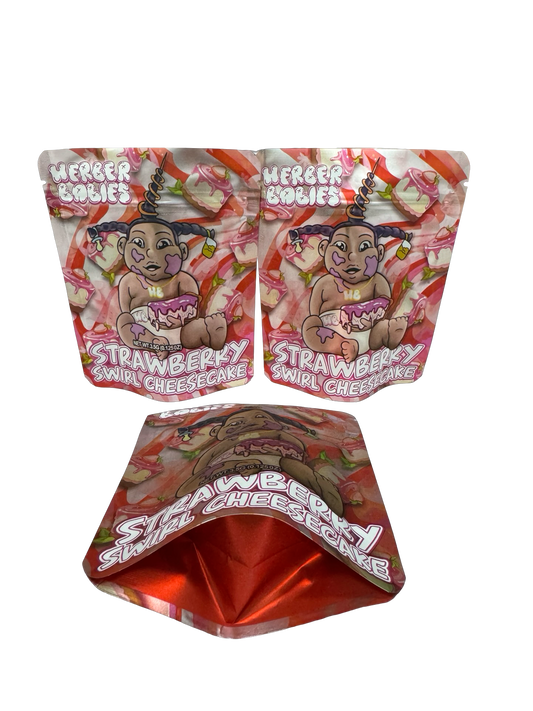 Strawberry Swirl Cheesecake Mylar Bags 3.5g Herber Babies