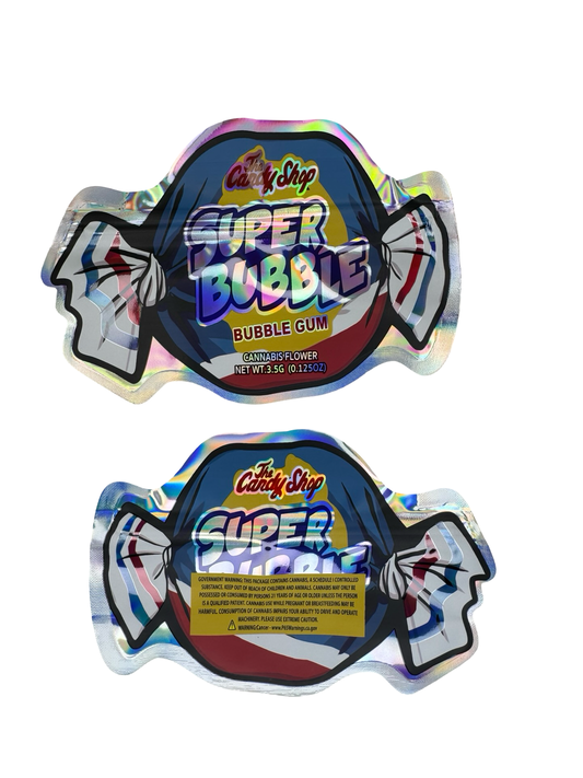 Super Bubble Mylar Bags 3.5g The Candy Shop front and back