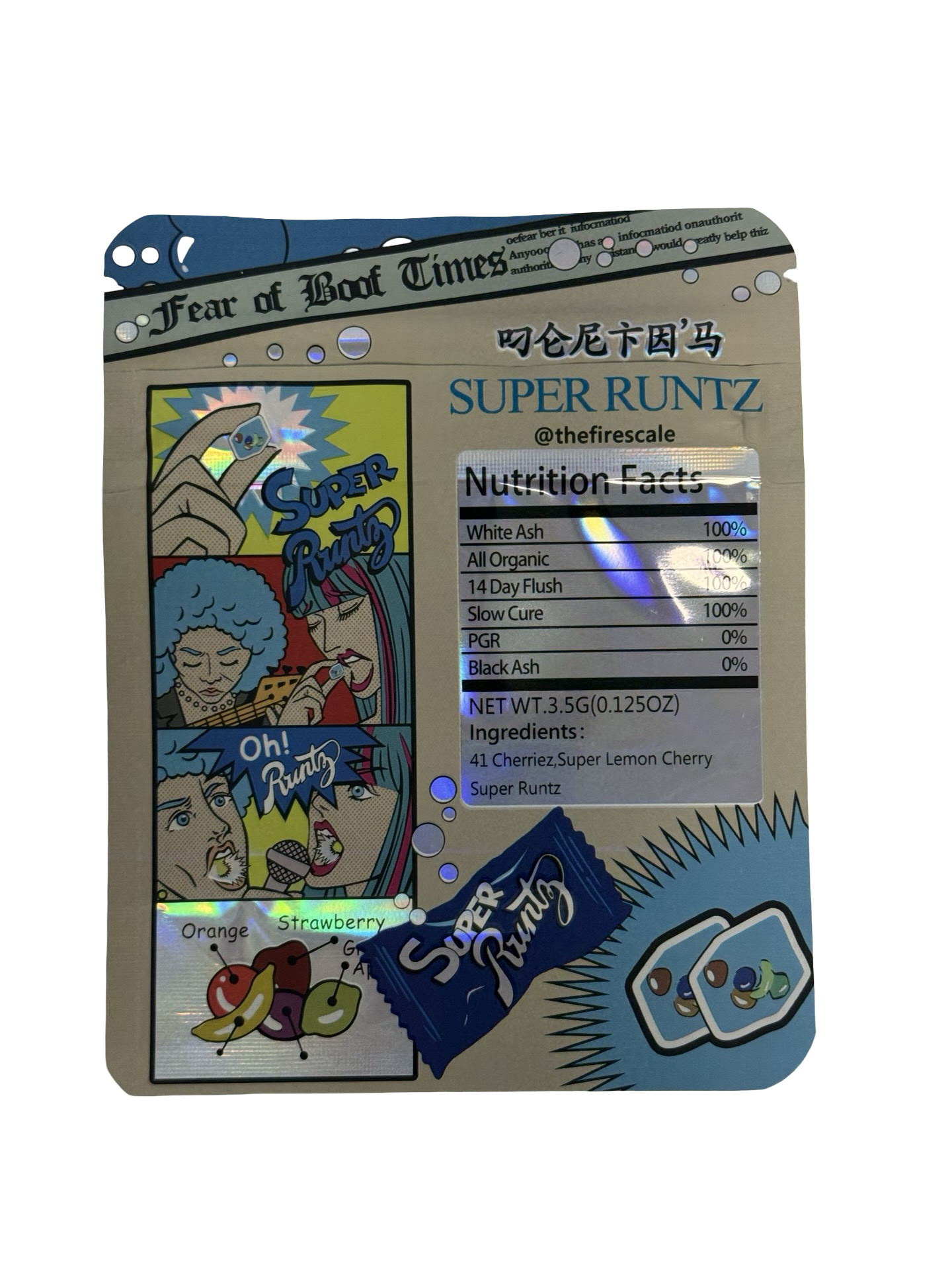 Super Runtz 3.5g Mylar Bags Don Merfos back