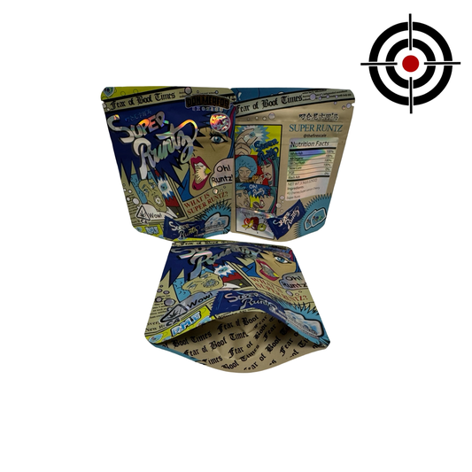 Super Runtz 3.5g Mylar Bags Don Merfos front, back and gusset