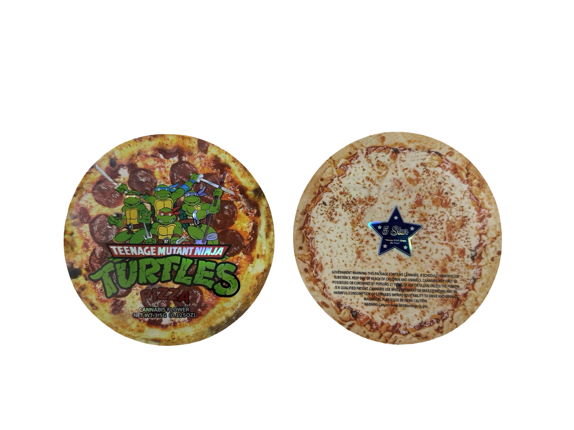 Turtles 3.5g Mylar Bags 5 Star front and back