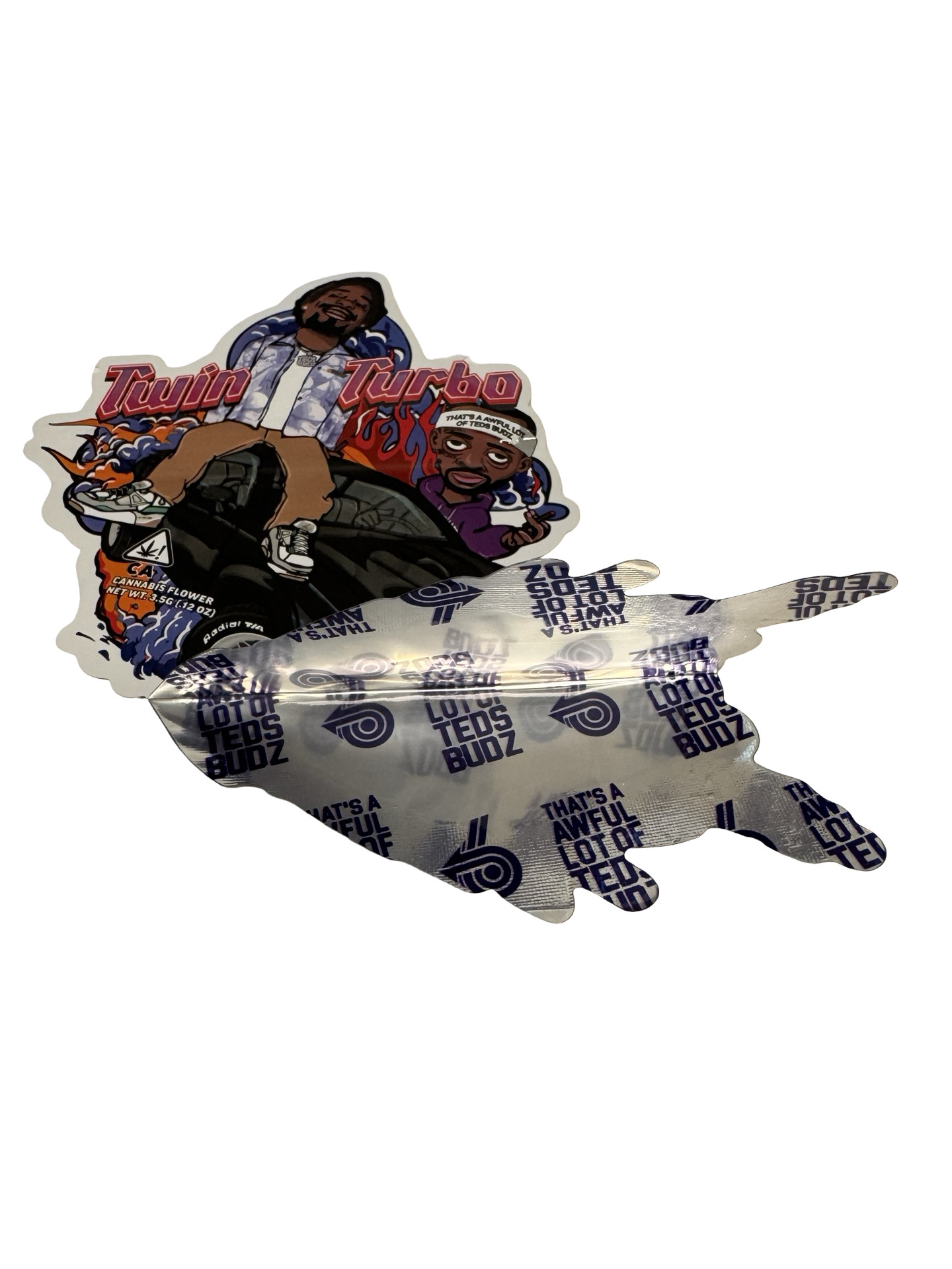 Twin Turbo 3.5g Mylar Bags Teds Budz gusset