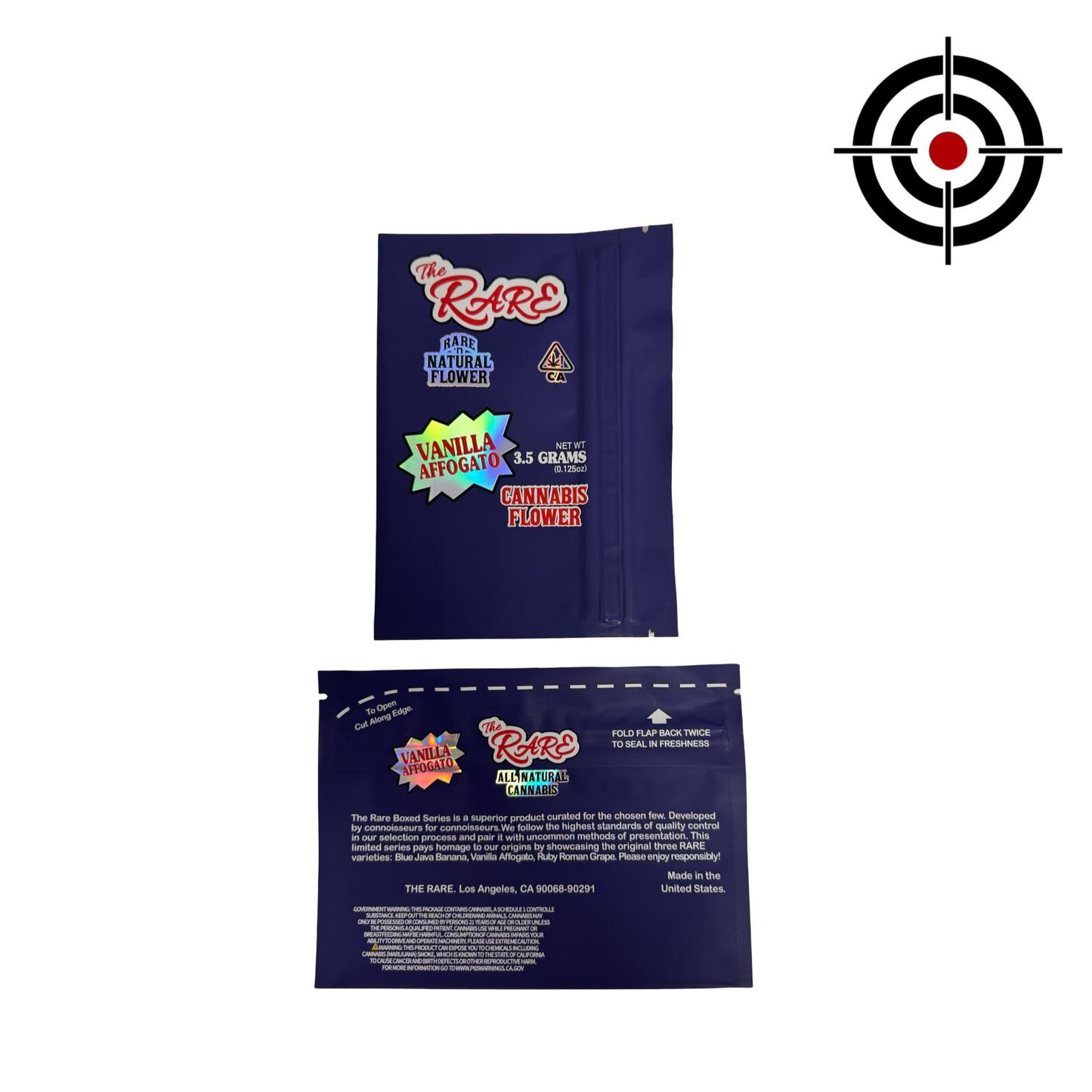 Vanilla Affogato Mylar Bags 3.5g The Rare front and back