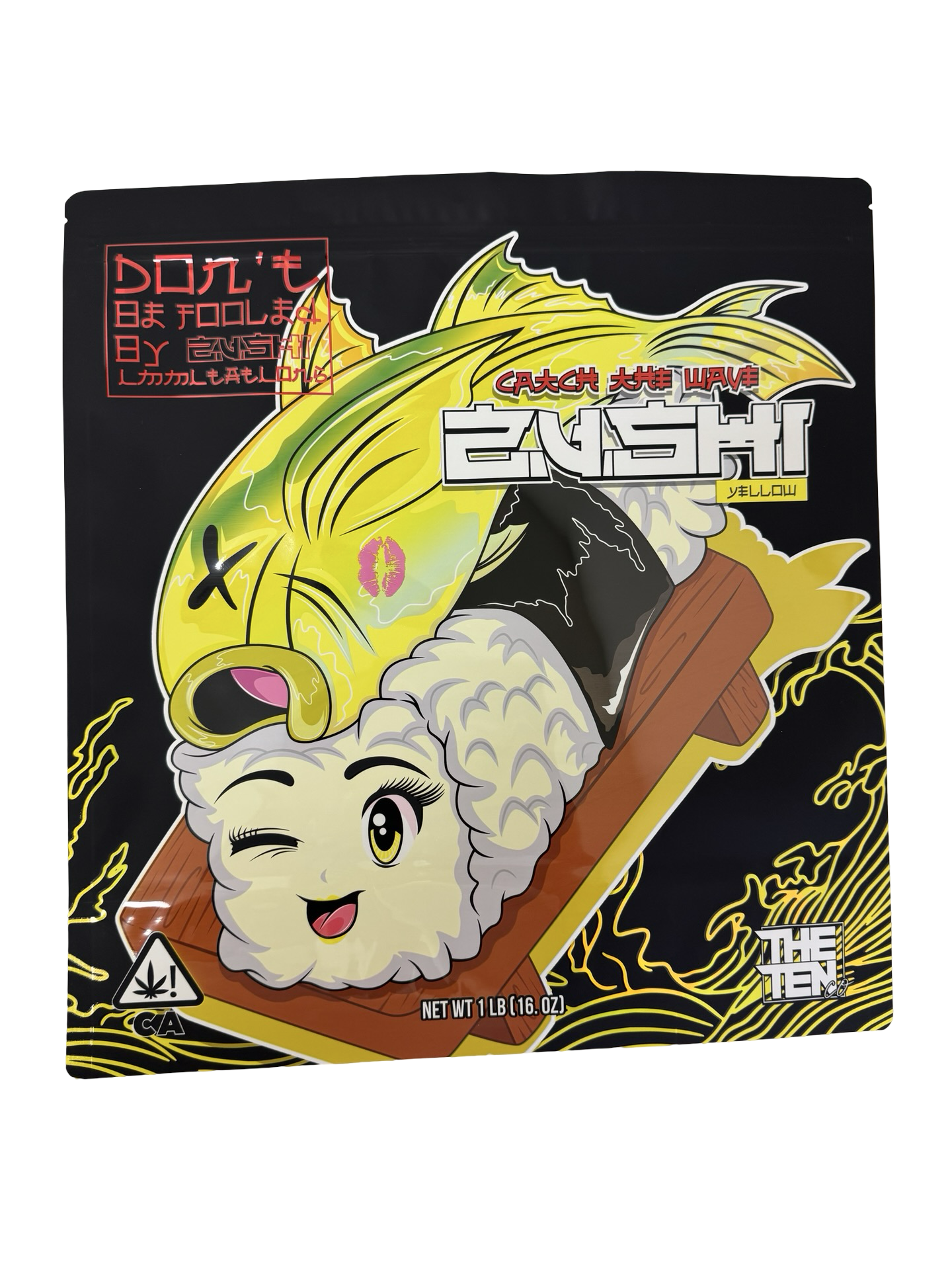 Yellow Zushi Mylar Bags 1 lb (Pound) The Ten Co front