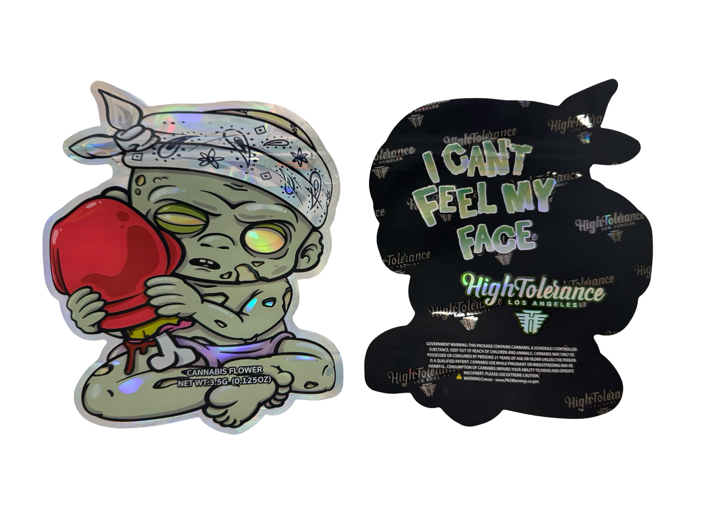 Zombie 3.5g Mylar Bags High Tolerance front and back