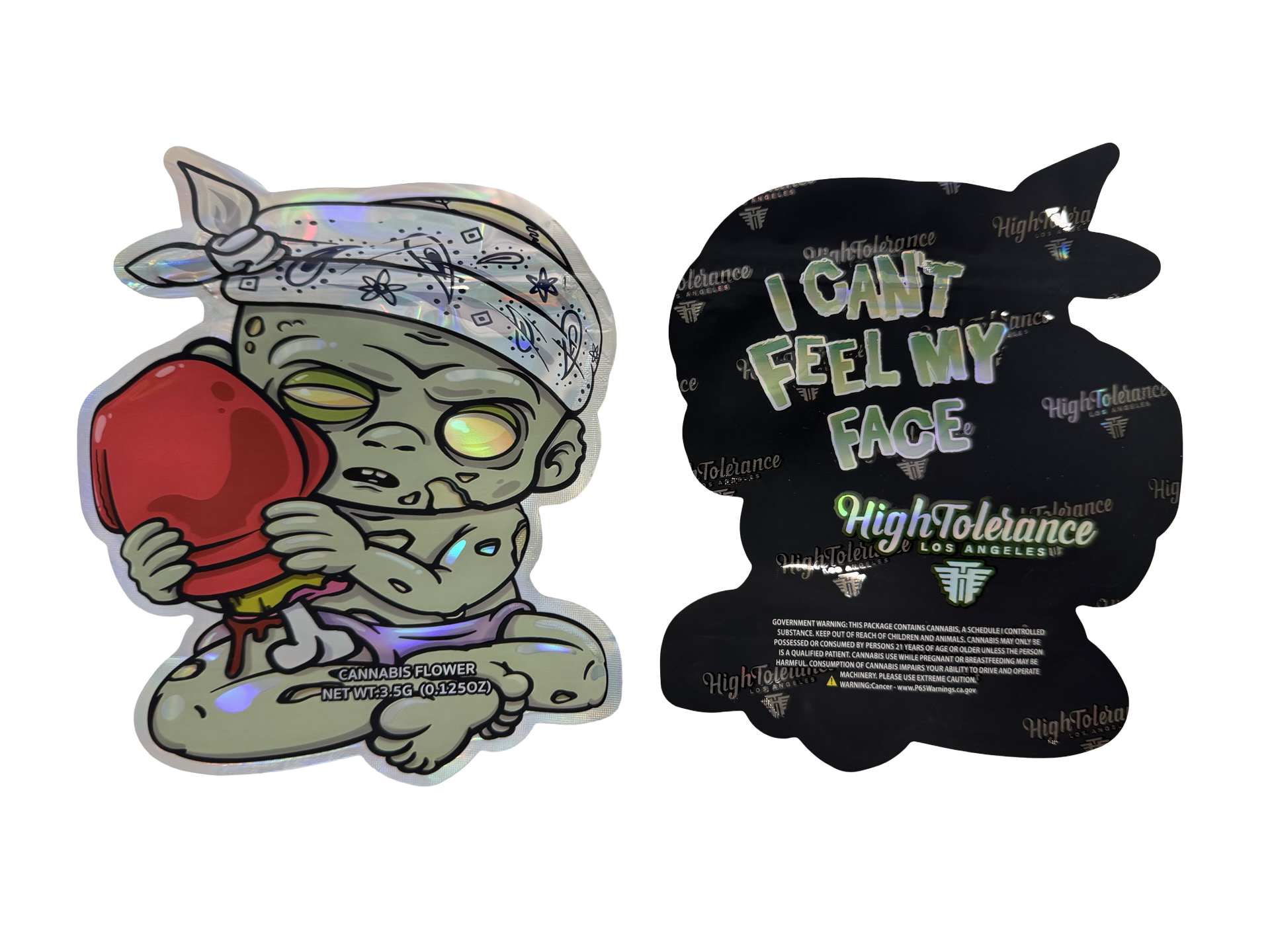 Zombie 3.5g Mylar Bags High Tolerance front and back