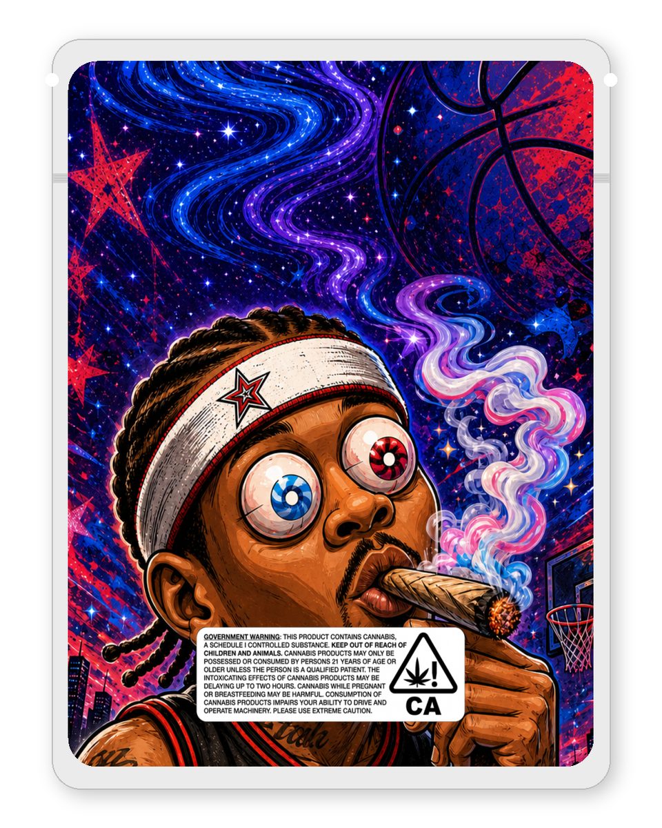 AllenIversonX custom 4"x5" mylar bag design (back)