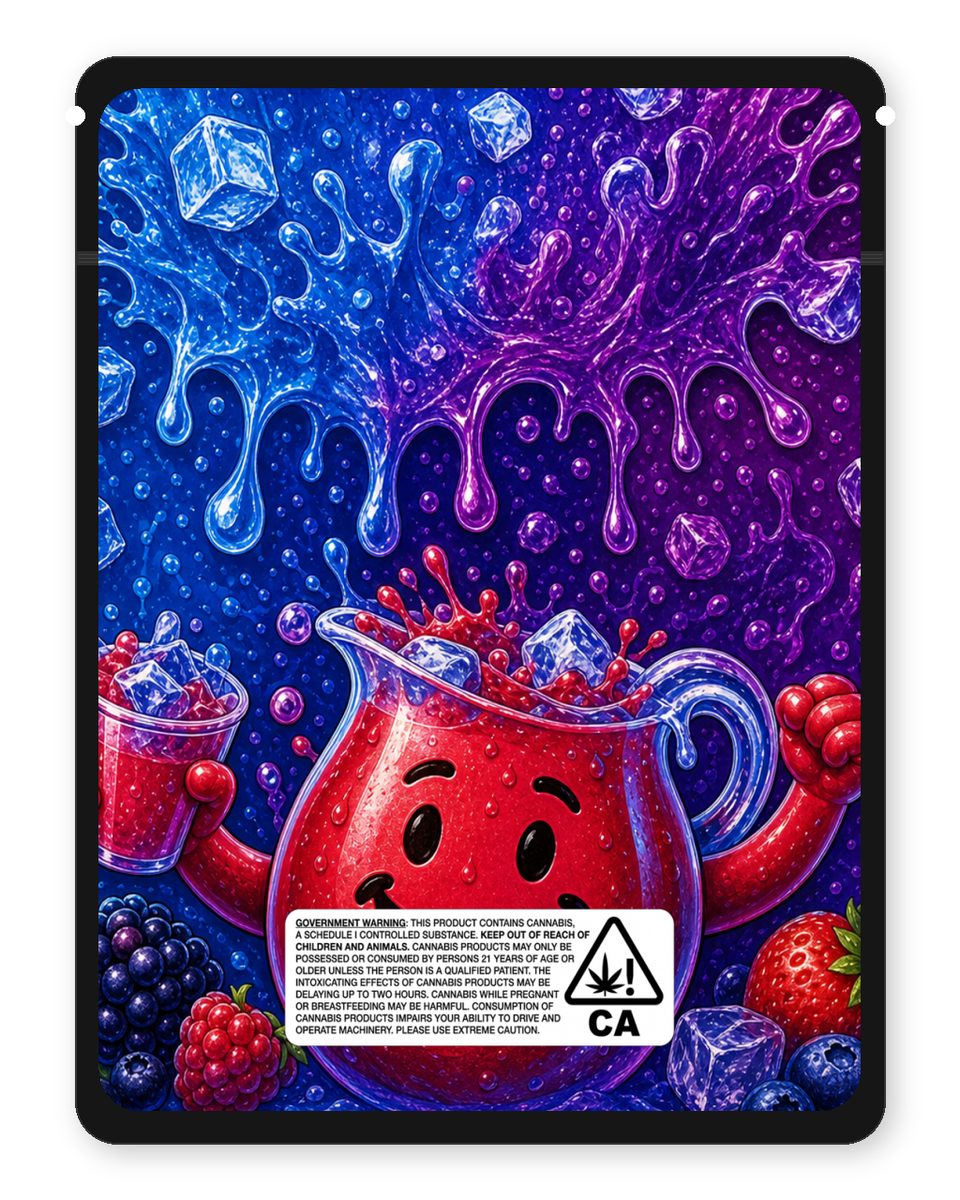 Ice Berry cooler custom 4"x5" mylar bag design (back)