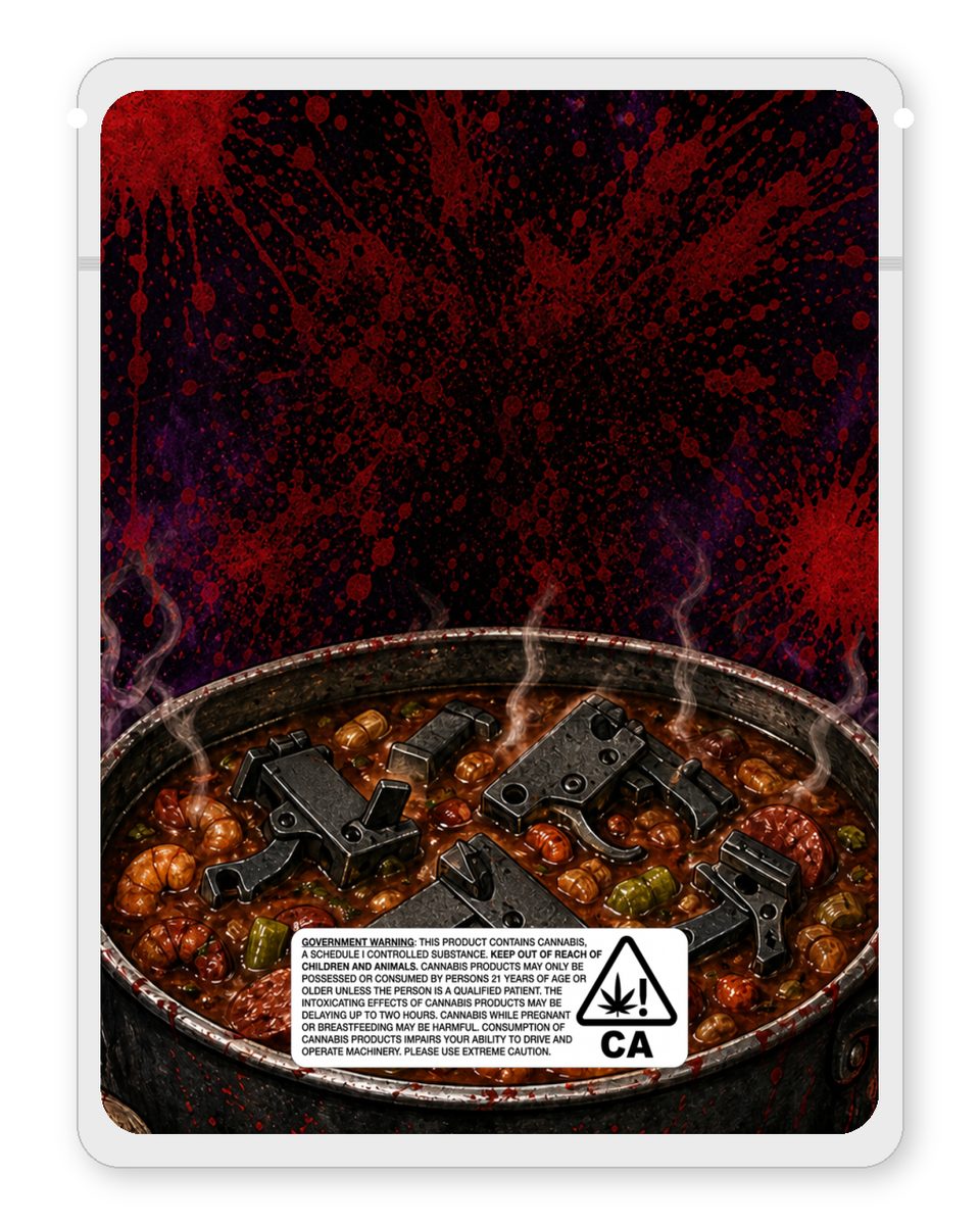 Smaxk5 Gumbo custom 4"x5" mylar bag design (back)