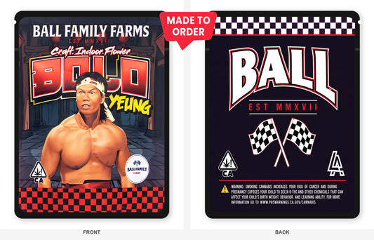 Bolo 3.5g Mylar Bags Ball Family Farms - Front and Back View