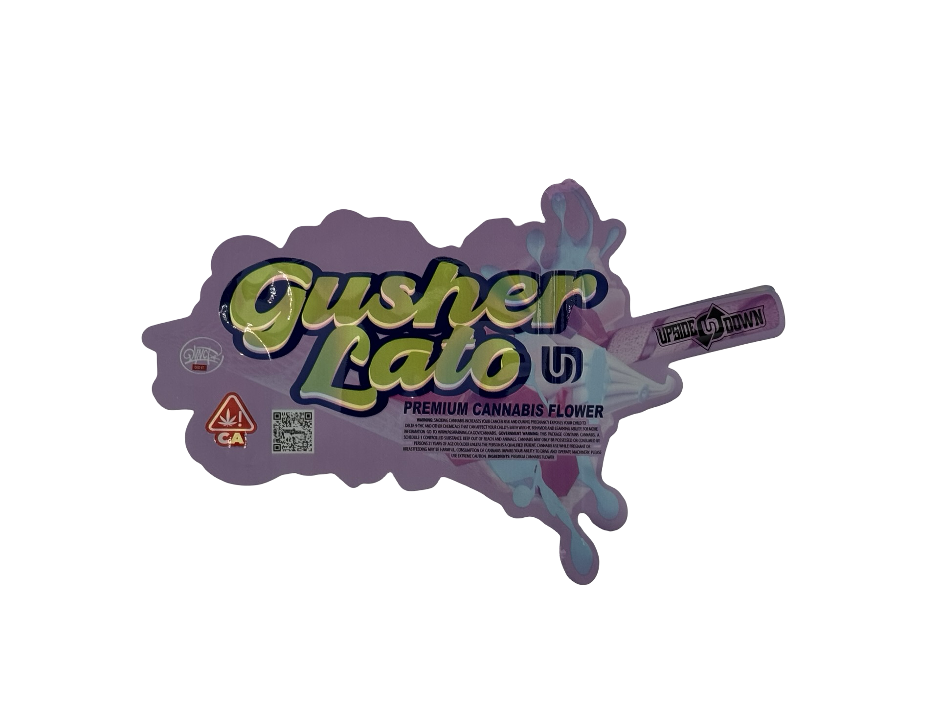 Gusher Lato 3.5g Mylar Bags Upside Down — back