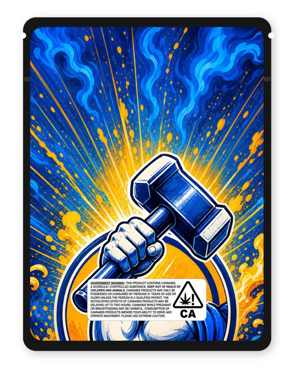 Za and hammer custom 4"x5" mylar bag design (back)