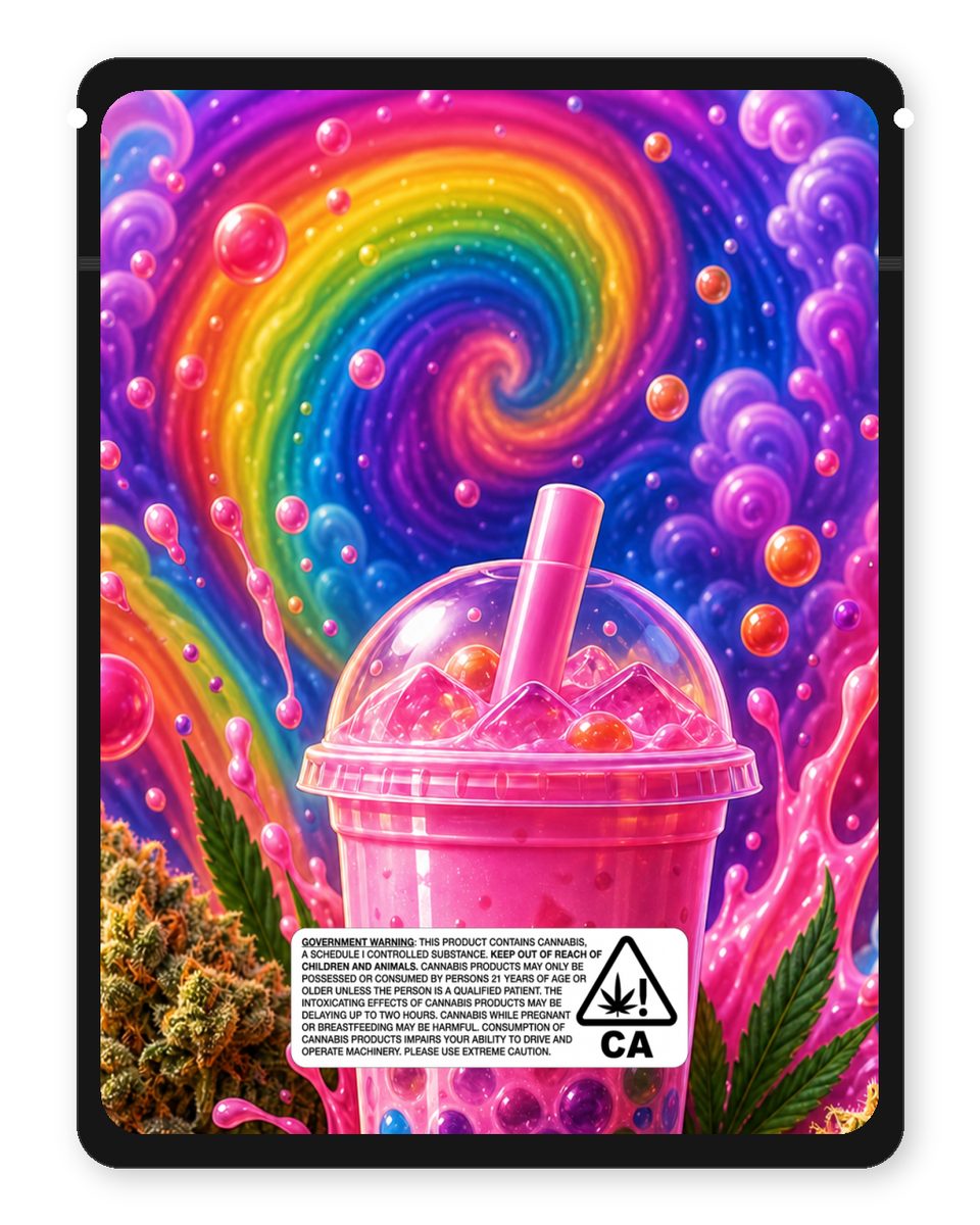 rainbow Boba custom 4"x5" mylar bag design (back)