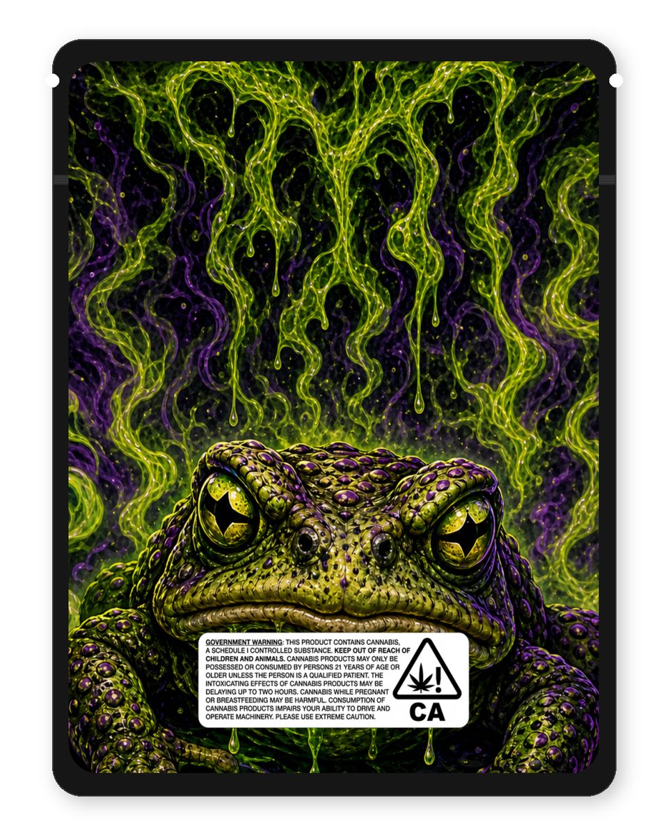 Toad Venom custom 4"x5" mylar bag design (back)