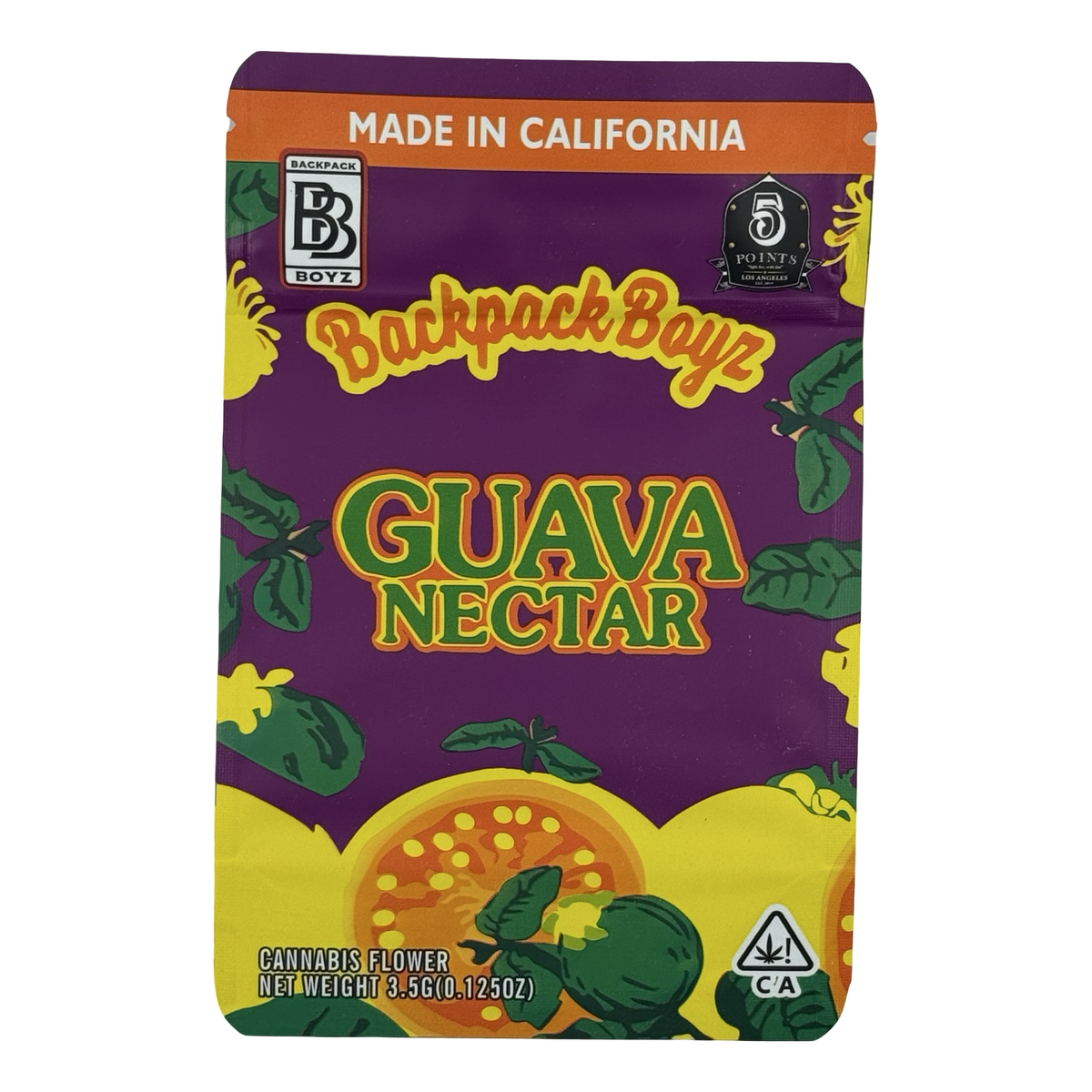 Guava Nectar (Retro) Mylar Bags 3.5g Backpack Boyz — 3.5g pre-printed mylar bag — front