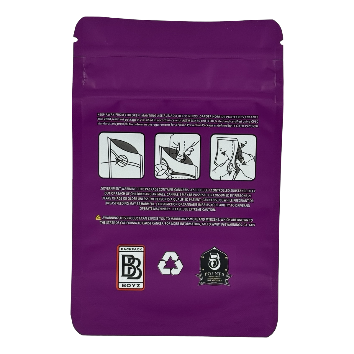 Guava Nectar (Retro) Mylar Bags 3.5g Backpack Boyz — 3.5g pre-printed mylar bag — back