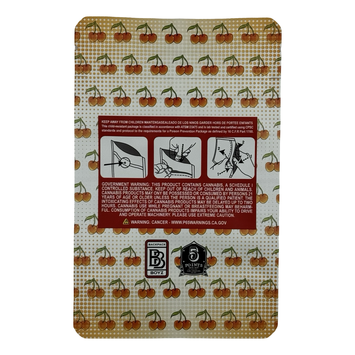 White Cherry Gelato (Retro) Mylar Bags 3.5g Backpack Boyz — 3.5g pre-printed mylar bag — back