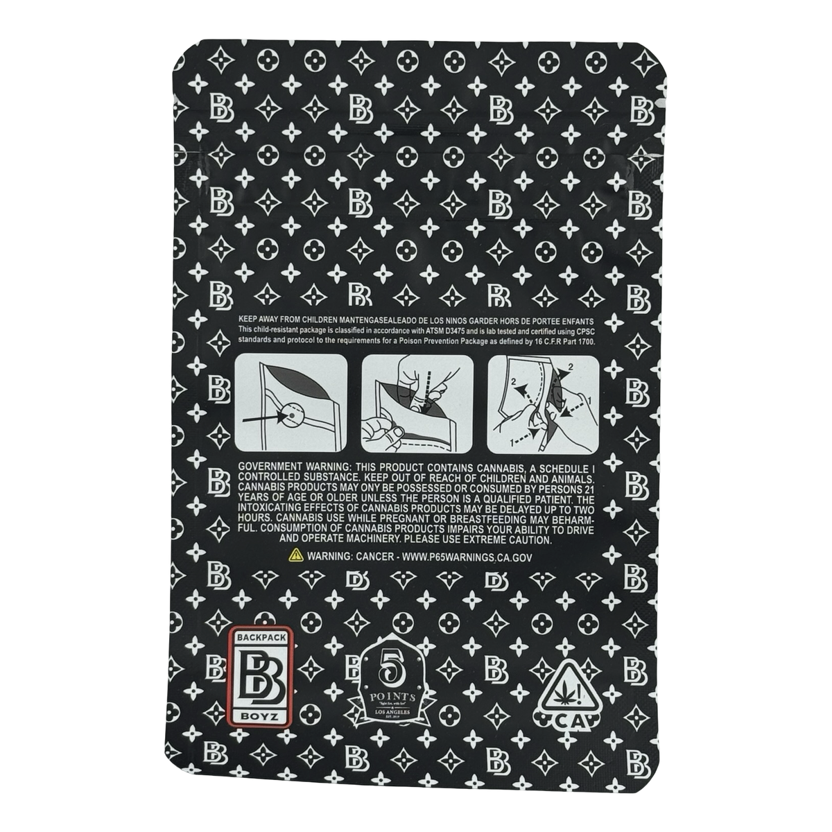 Masked Man (Retro) Mylar Bags 3.5g Backpack Boyz — 3.5g pre-printed mylar bag — back