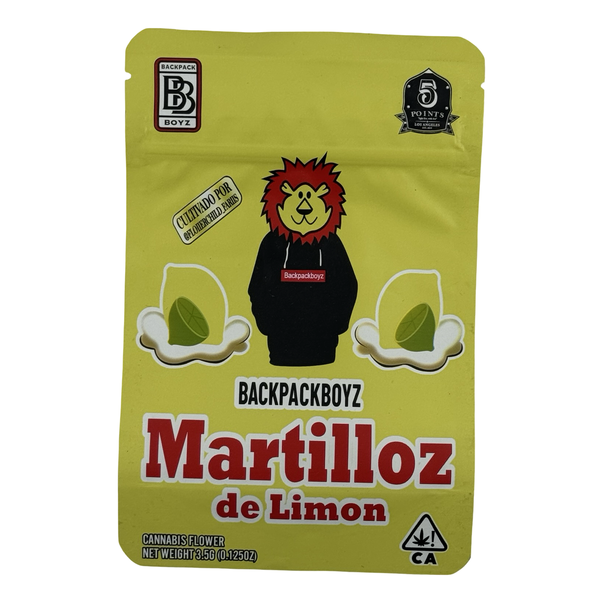 Martilloz de Limon (Retro) Mylar Bags 3.5g Backpack Boyz — 3.5g pre-printed mylar bag — front