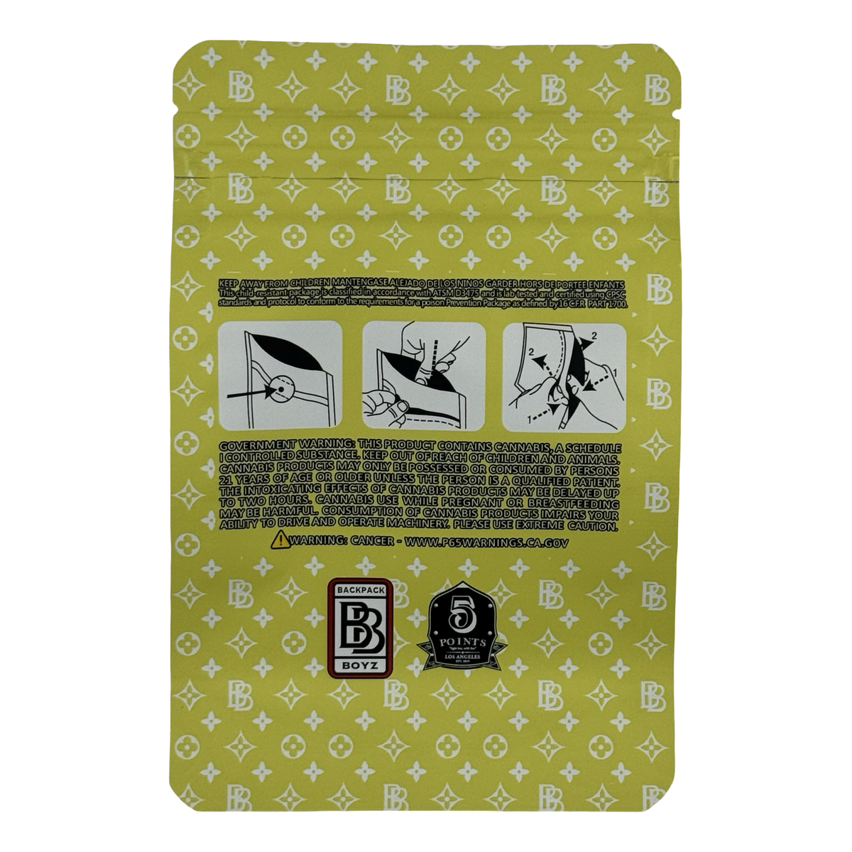 Martilloz de Limon (Retro) Mylar Bags 3.5g Backpack Boyz — 3.5g pre-printed mylar bag — back