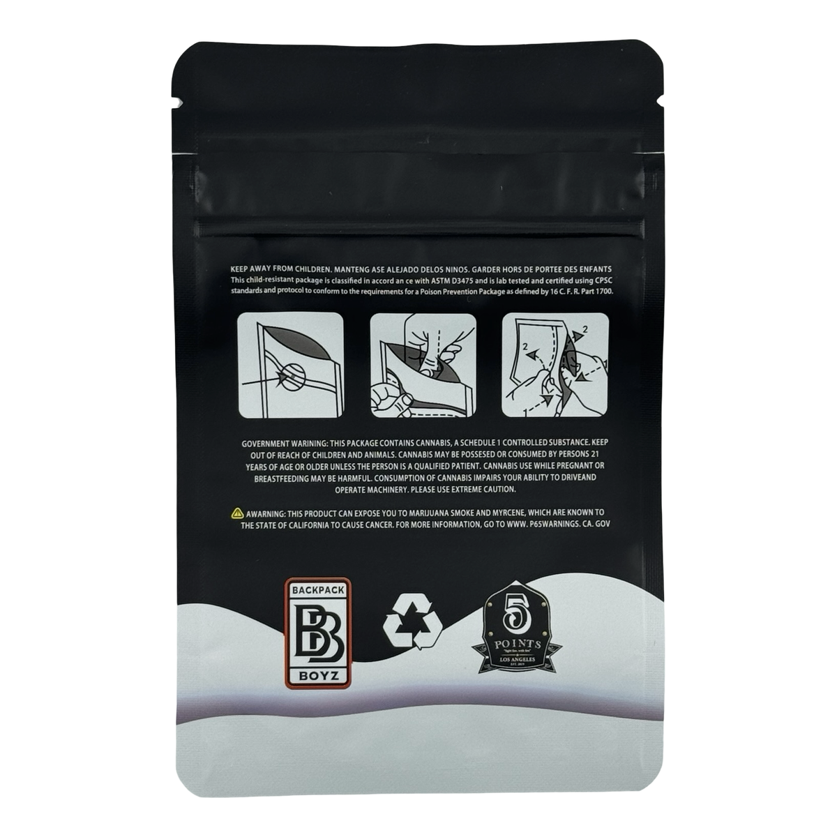 Mac and Mintz (Retro) Mylar Bags 3.5g Backpack Boyz — 3.5g pre-printed mylar bag — back