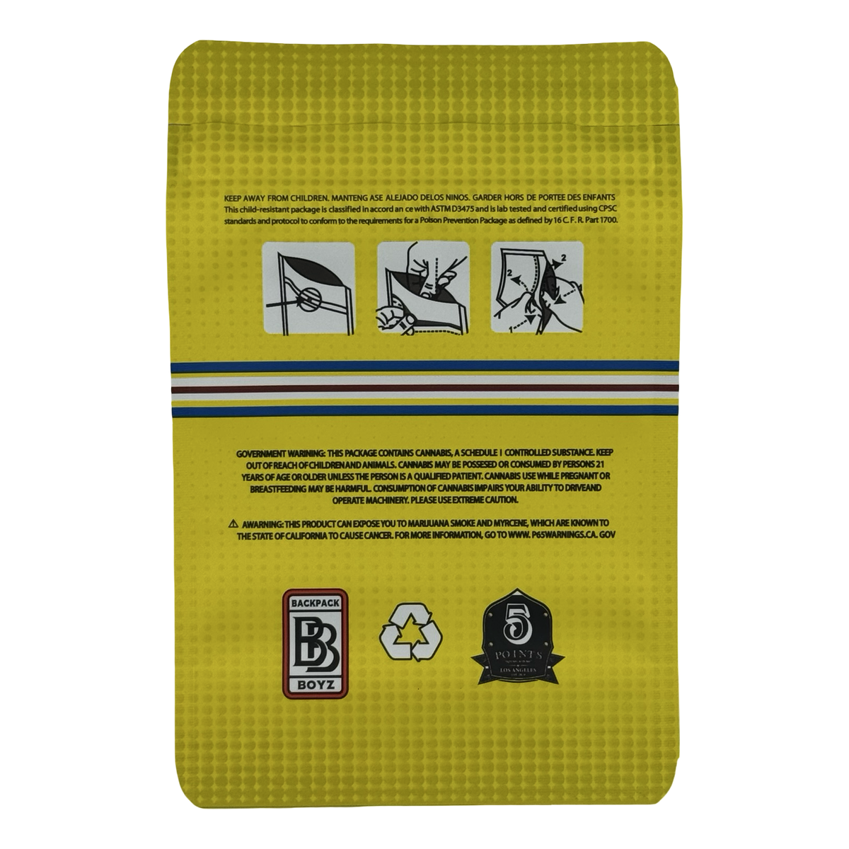Lemon Cherry Gelato (Retro) Mylar Bags 3.5g Backpack Boyz — 3.5g pre-printed mylar bag — back