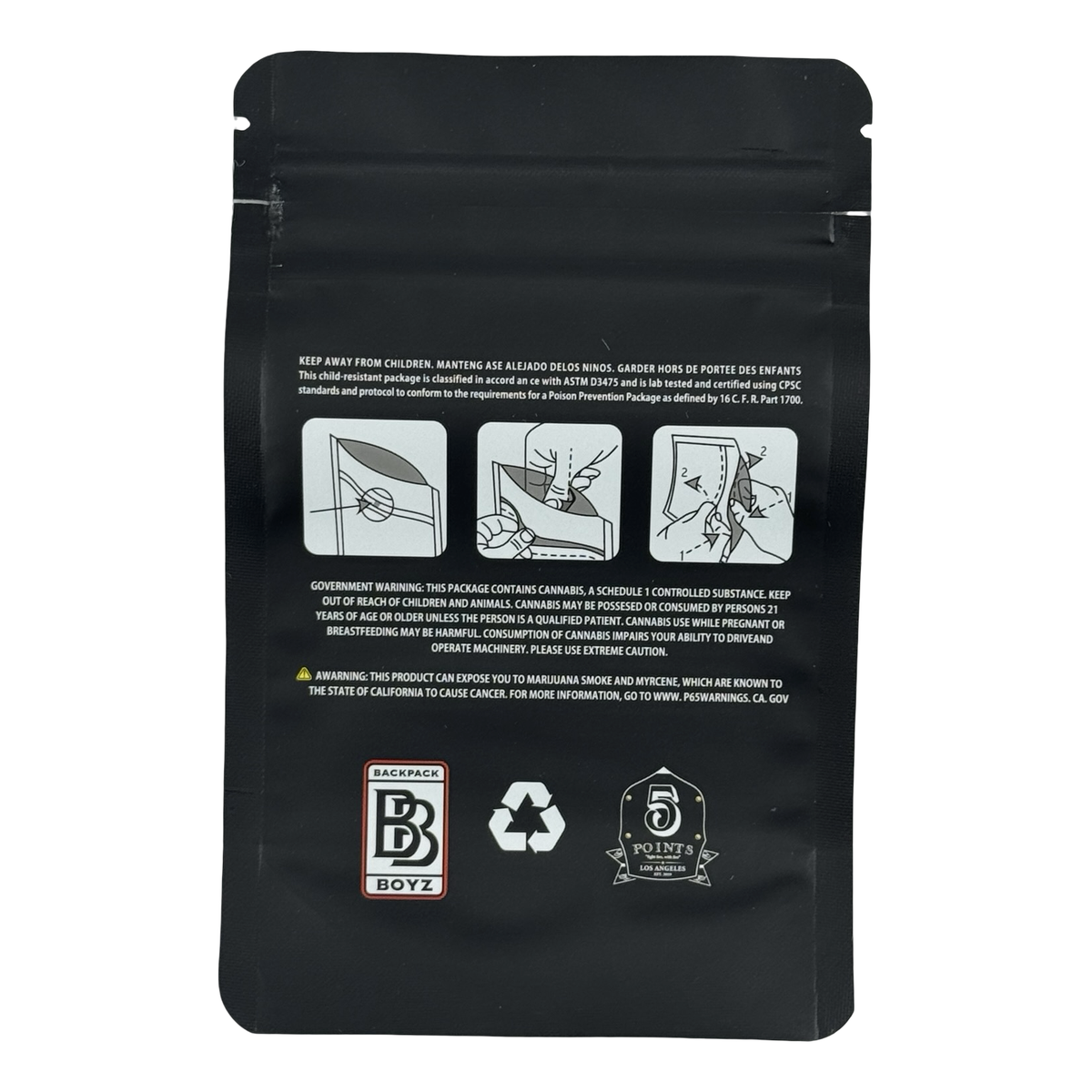 Cheetah Piss (Retro) Mylar Bags 3.5g Backpack Boyz — 3.5g pre-printed mylar bag — back
