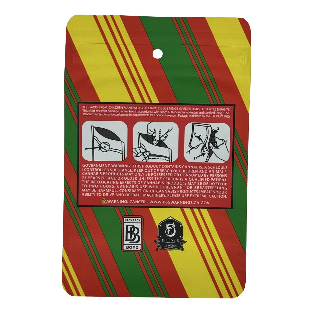 Zerbert (Retro) Mylar Bags 3.5g Backpack Boyz — 3.5g pre-printed mylar bag — back