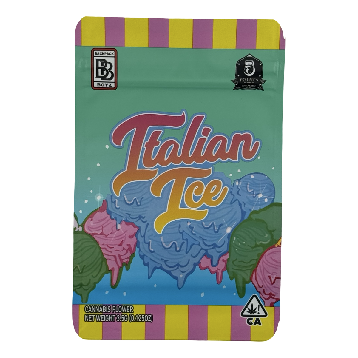 Italian Ice (Retro) Mylar Bags 3.5g Backpack Boyz — 3.5g pre-printed mylar bag — front