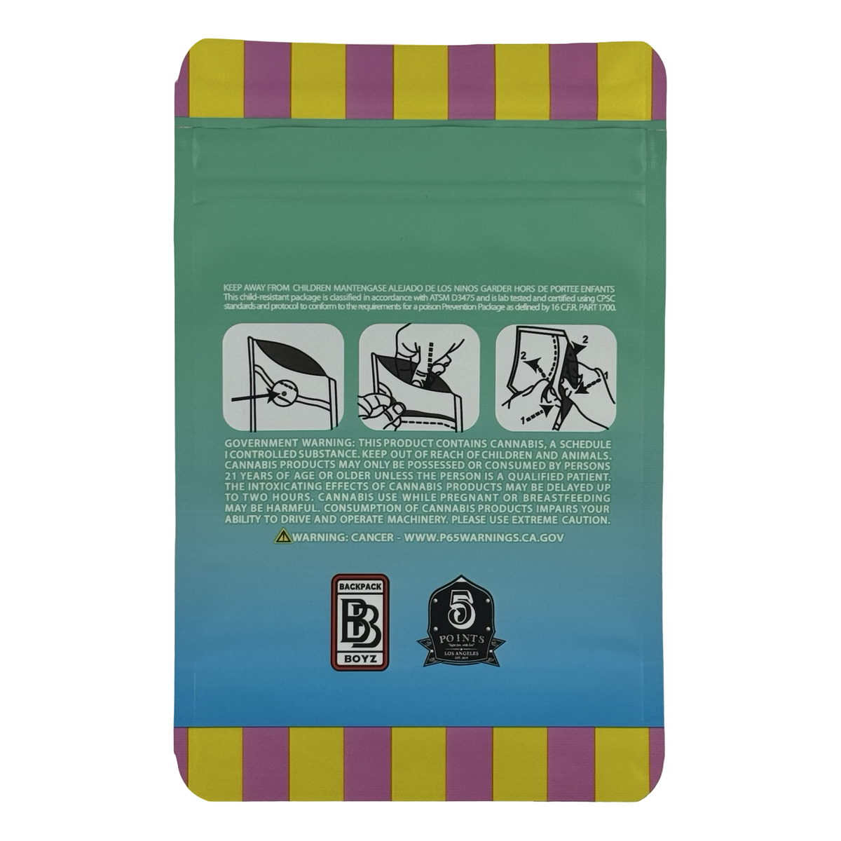 Italian Ice (Retro) Mylar Bags 3.5g Backpack Boyz — 3.5g pre-printed mylar bag — back