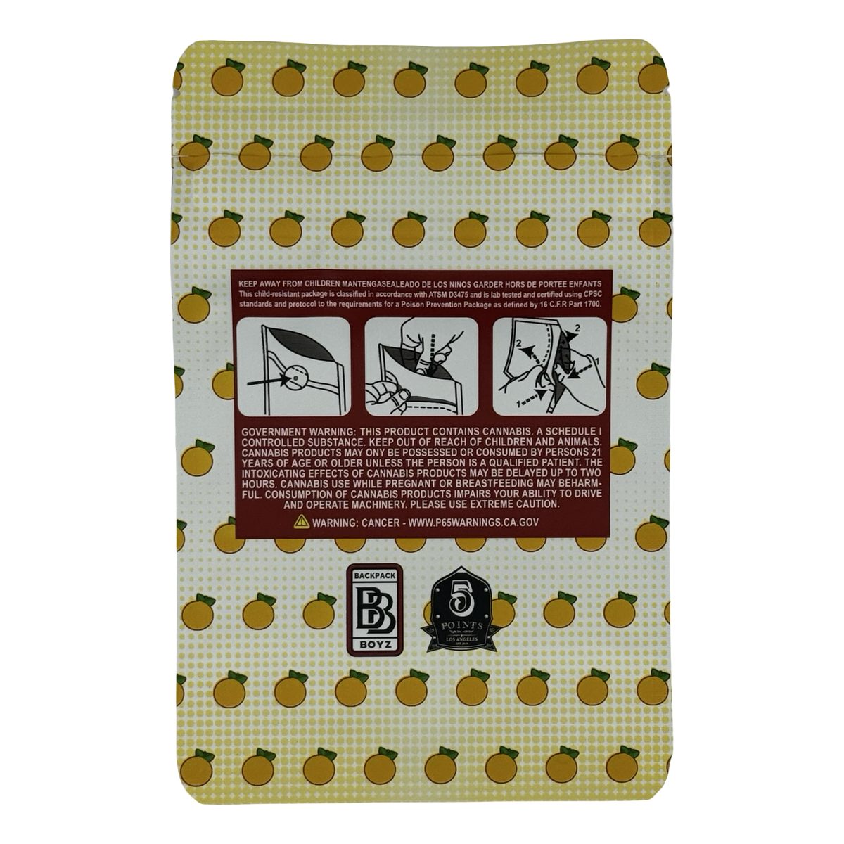 Apricot Gelato (Retro) Mylar Bags 3.5g Backpack Boyz — 3.5g pre-printed mylar bag — back