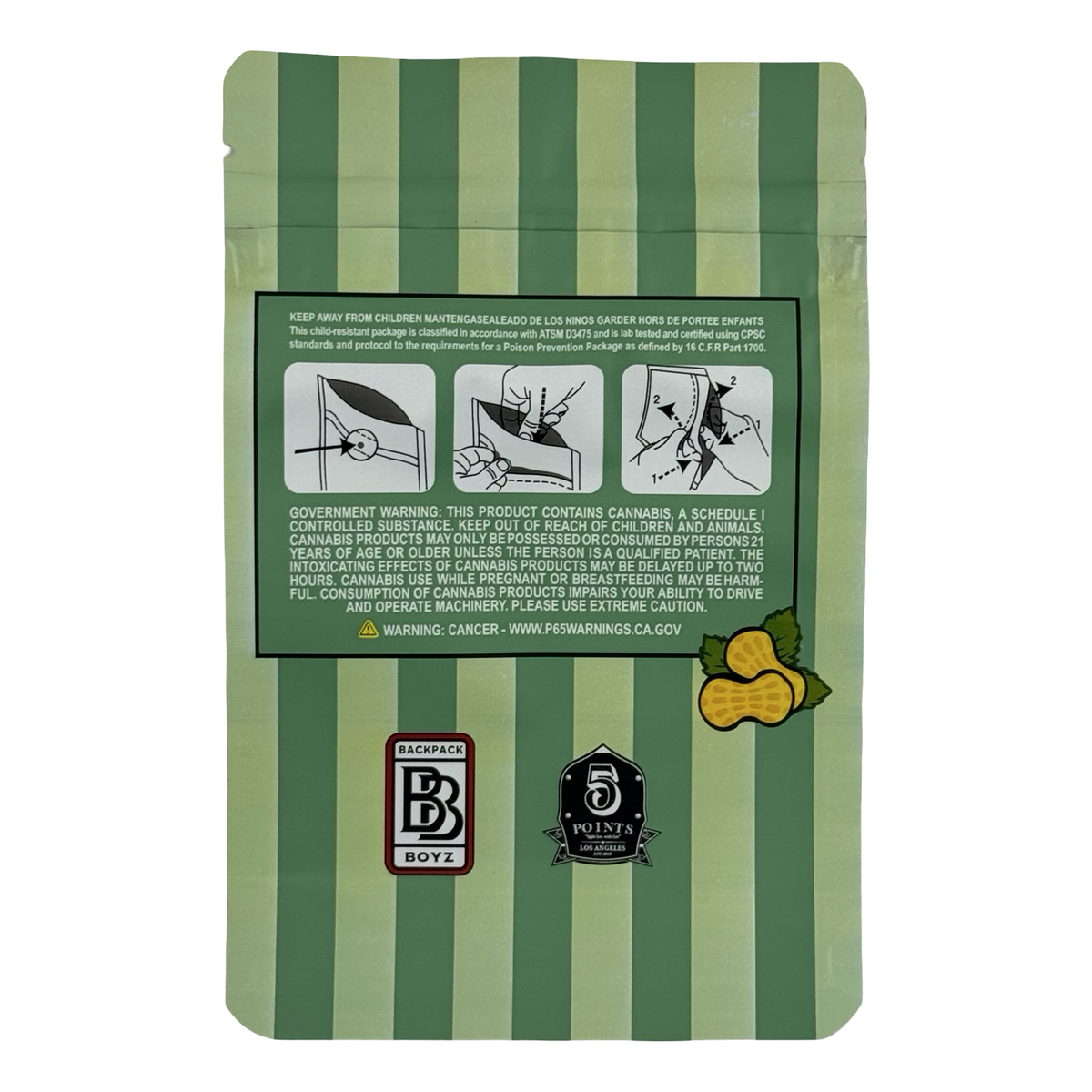 Peanut Butter Mintz (Retro) Mylar Bags 3.5g Backpack Boyz — 3.5g pre-printed mylar bag — back