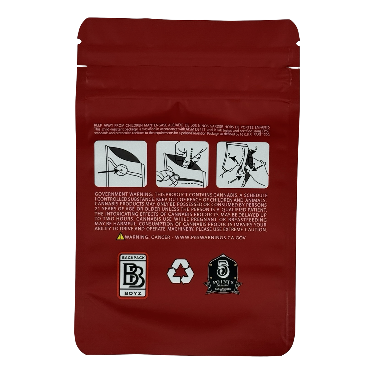 Peanut Butter Breath (Retro) Mylar Bags 3.5g Backpack Boyz — 3.5g pre-printed mylar bag — back
