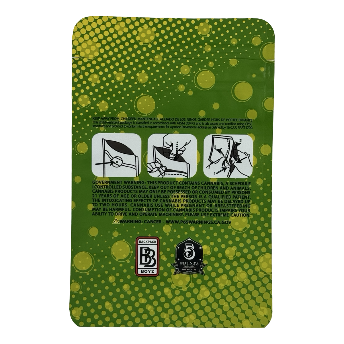 Guarana California (Retro) Mylar Bags 3.5g Backpack Boyz — 3.5g pre-printed mylar bag — back