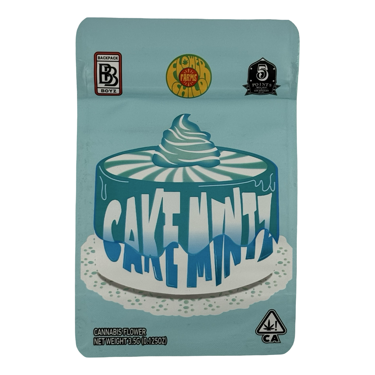 Cake Mintz (Retro) Mylar Bags 3.5g Backpack Boyz — 3.5g pre-printed mylar bag — front