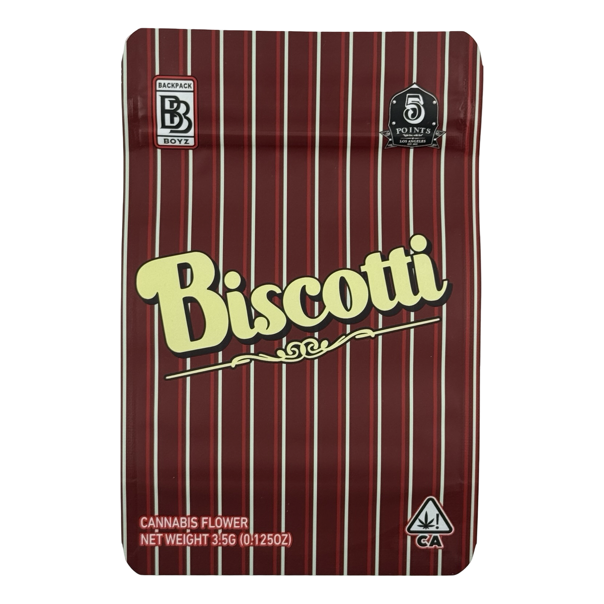 Biscotti (Retro) Mylar Bags 3.5g Backpack Boyz — 3.5g pre-printed mylar bag — front