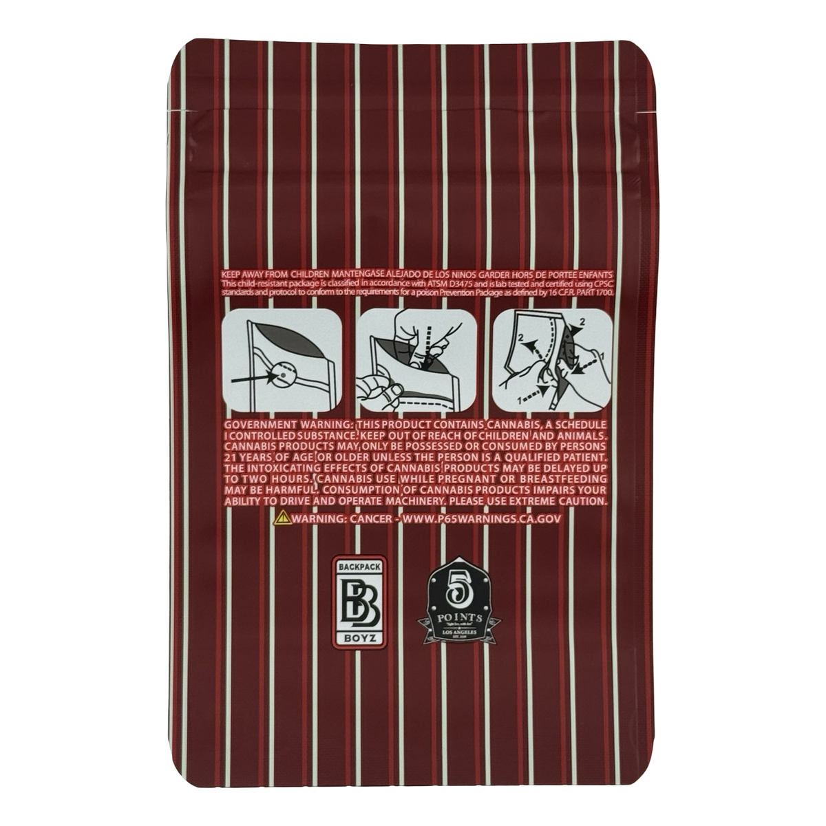 Biscotti (Retro) Mylar Bags 3.5g Backpack Boyz — 3.5g pre-printed mylar bag — back