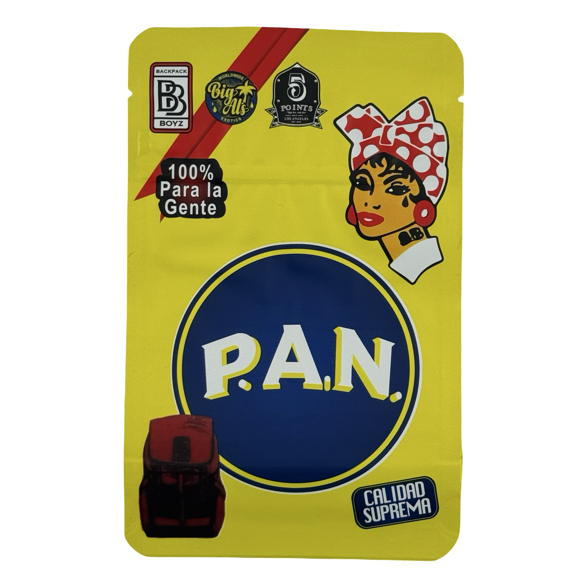 P.A.N. (Retro) Mylar Bags 3.5g Backpack Boyz — 3.5g pre-printed mylar bag — front