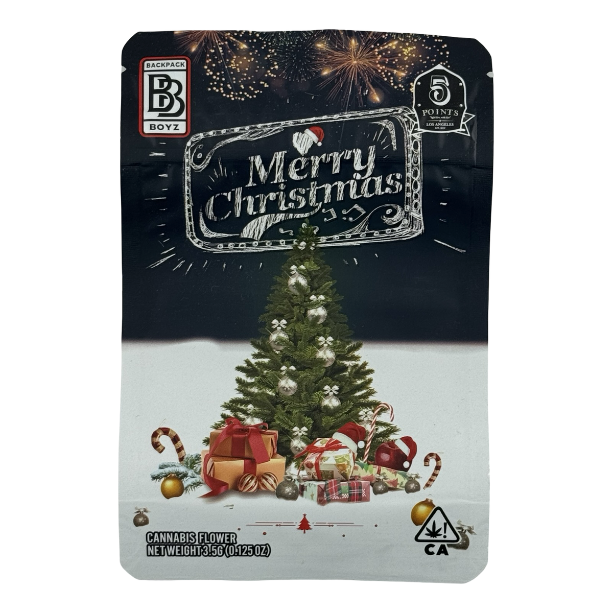 Merry Christmas 2020 Release (Retro) Mylar Bags 3.5g Backpack Boyz — 3.5g pre-printed mylar bag — front