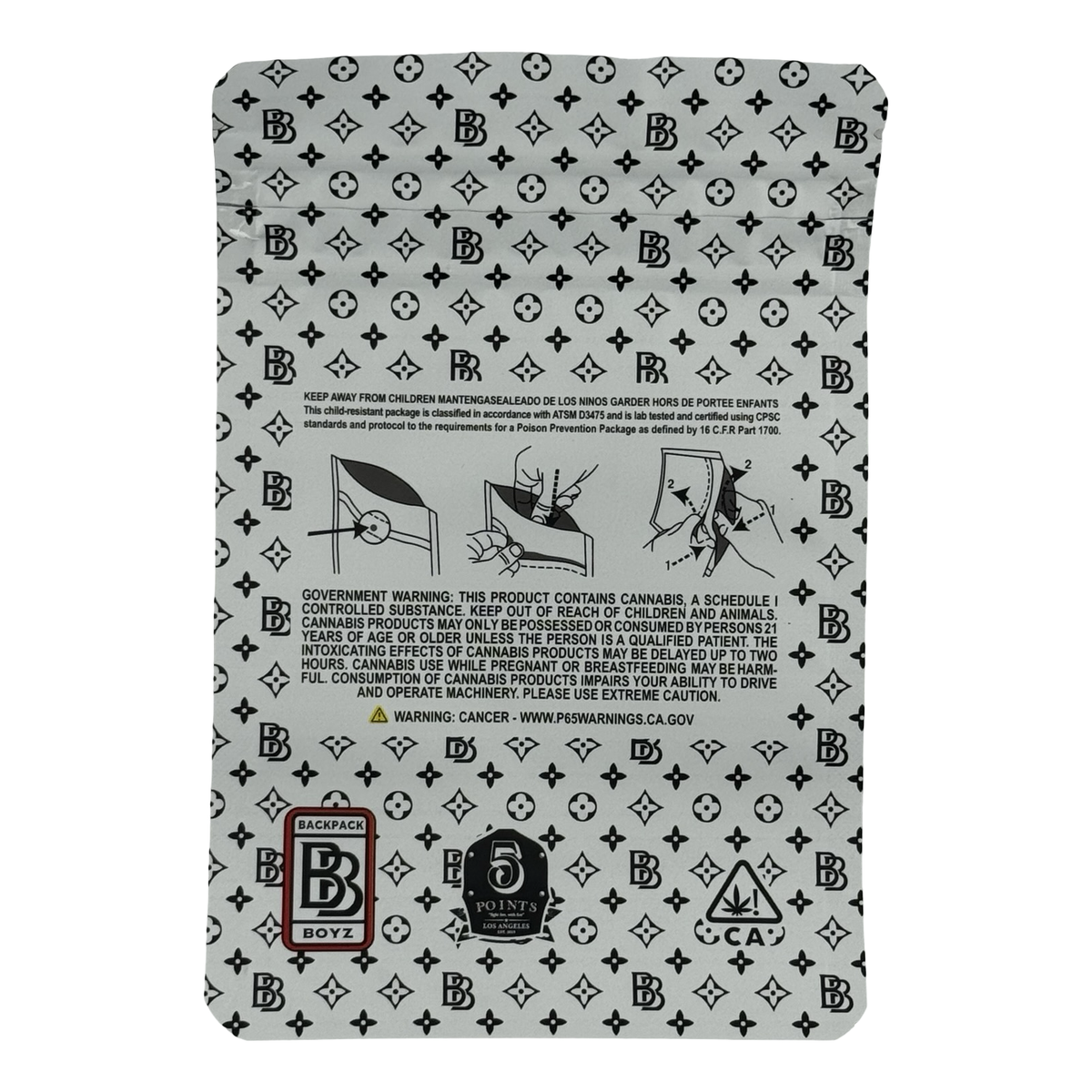 Merry Christmas 2020 Release (Retro) Mylar Bags 3.5g Backpack Boyz — 3.5g pre-printed mylar bag — back