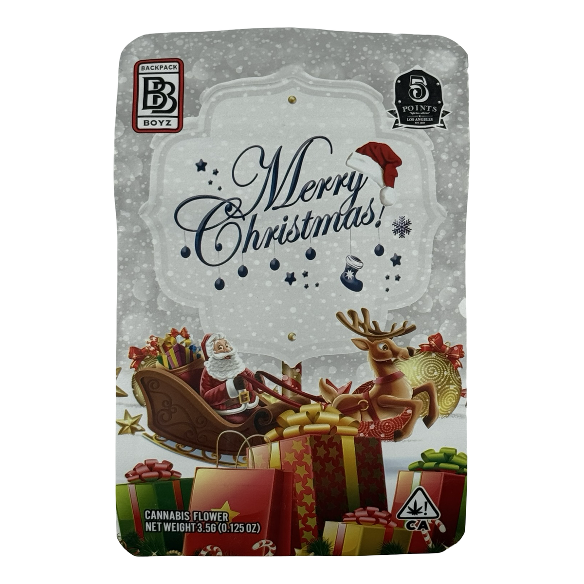 Merry Christmas 2018 Release (Retro) Mylar Bags 3.5g Backpack Boyz — 3.5g pre-printed mylar bag — front